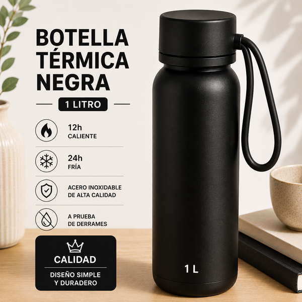 Botella Térmica Negra 1 L